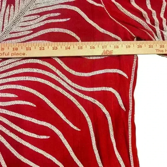 Vtg Norman’s Atlanta Glass Beaded Asymetrical Zig Zag Top Size Med Silk Art Deco - Picture 7 of 12